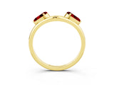 Yellow gold Two-Stone Pear Ruby Bypass Ring with Prong Setting_9