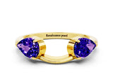 Yellow gold Two-Stone Pear Tanzanite Bypass Ring with Prong Setting_6