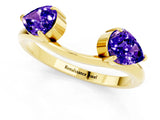 Yellow gold Two-Stone Pear Tanzanite Bypass Ring with Prong Setting_7