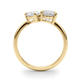 Yellow gold Two-Stone Pear and Round Diamond Bypass Ring with Prong Setting 2