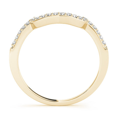 Yellow gold U-Shaped Pavé Round Diamond Contour Band 1