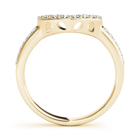 Yellow gold U-Shaped Pavé Round Diamond Contour Band with Shared Prong Setting 1