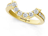 Yellow gold U-Shaped Pavé Round Diamond Contour Band with Shared Prong Setting_17