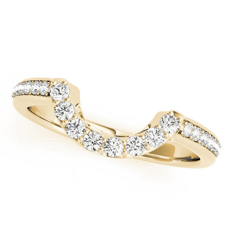 Yellow gold U-Shaped Pavé Round Diamond Contour Band with Shared Prong Setting