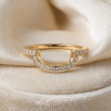 Yellow gold U-Shaped Pavé Round Diamond Contour Band_19