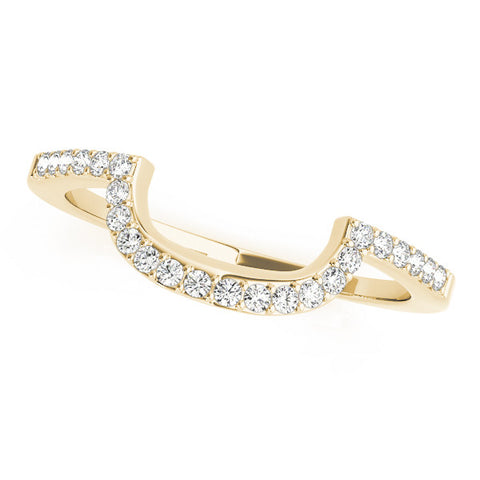 Yellow gold U-Shaped Pavé Round Diamond Contour Band