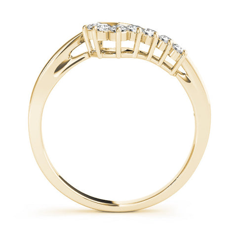 Yellow gold V-Shaped Diamond Accent Band with Round Brilliant Stones and Prong Setting 1