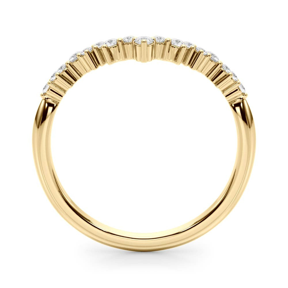 Yellow gold V-Shaped Diamond Cluster Curved Band with Round Brilliant Cut Stones and Prong Setting 2