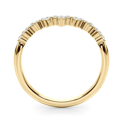 Yellow gold V-Shaped Diamond Cluster Curved Band with Round Brilliant Cut Stones and Prong Setting 2