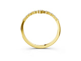 14K Yellow Gold V-Shaped Diamond Cluster Curved Band with Round Brilliant Cut Stones and Prong Setting