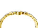 14K Yellow Gold V-Shaped Diamond Cluster Curved Band with Round Brilliant Cut Stones and Prong Setting