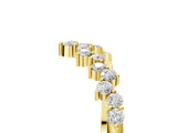 14K Yellow Gold V-Shaped Diamond Cluster Curved Band with Round Brilliant Cut Stones and Prong Setting