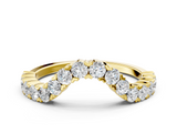 Yellow gold V-Shaped Diamond Round Cut Pavé Band with Prong Setting_4