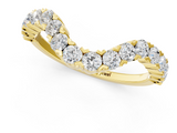 Yellow gold V-Shaped Diamond Round Cut Pavé Band with Prong Setting_5