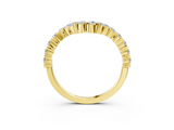Yellow gold V-Shaped Diamond Round Cut Pavé Band with Prong Setting_7