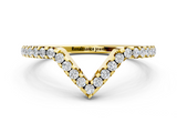 Yellow gold V-Shaped Pavé Round Diamond Chevron Band with Shared Prong Setting_4