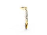 Yellow gold V-Shaped Pavé Round Diamond Chevron Band with Shared Prong Setting_6