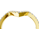 Yellow gold V-Shaped Pavé Round Diamond Chevron Band with Shared Prong Setting_8