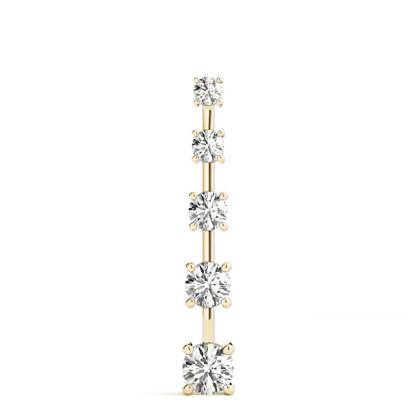 Yellow gold Vertical Bar Pendant with Round Brilliant Diamonds in Prong Setting 1