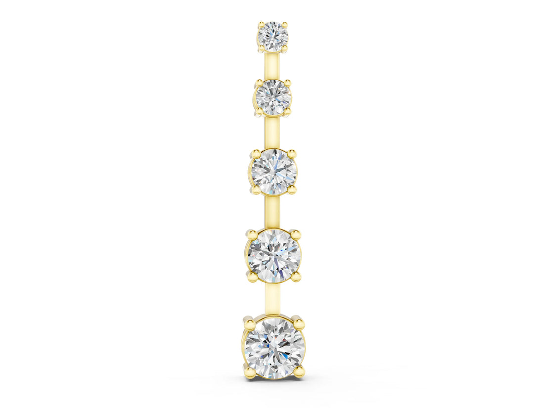 Yellow gold Vertical Bar Pendant with Round Brilliant Diamonds in Prong Setting_6