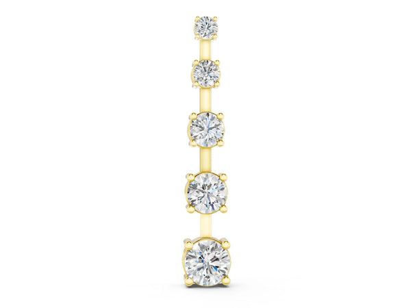 Yellow gold Vertical Bar Pendant with Round Brilliant Diamonds in Prong Setting