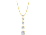 Yellow gold Vertical Bar Pendant with Round Brilliant Diamonds in Prong Setting_7