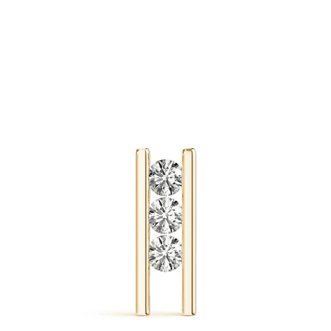 Yellow gold Vertical Channel-Set Round Diamond Bar Pendant 1