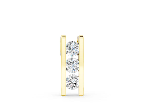 Yellow gold Vertical Channel-Set Round Diamond Bar Pendant