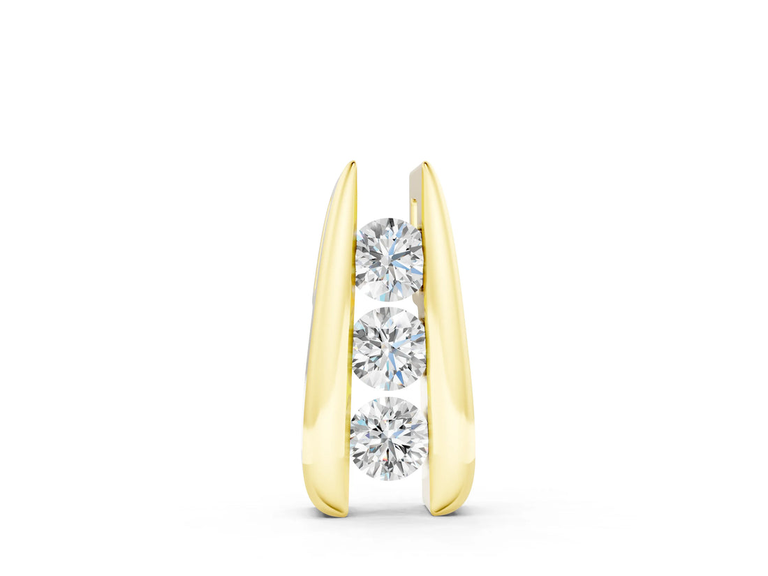 Yellow gold Vertical Channel Set Round Diamond Pendant_16