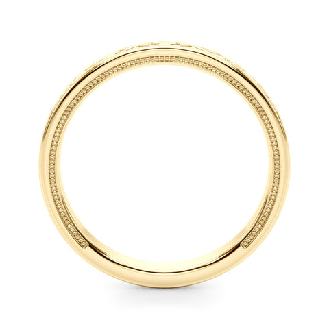 Yellow gold Vintage Engraved Milgrain Band 1