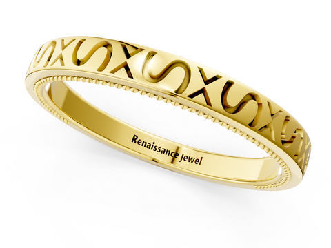 Yellow gold Vintage Engraved Milgrain Band