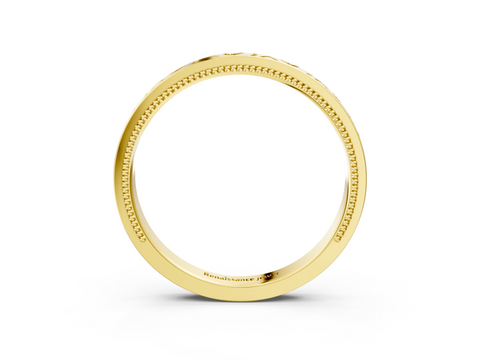 Yellow gold Vintage Engraved Milgrain Band