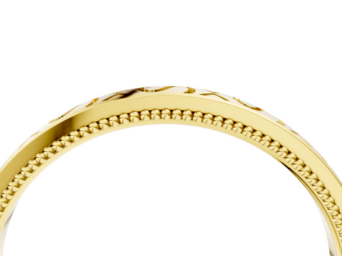 Yellow gold Vintage Engraved Milgrain Band