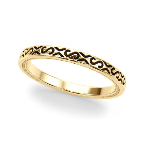 Yellow gold Vintage Engraved Milgrain Band