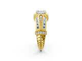 Yellow gold Vintage Milgrain Asscher Cut Diamond Split Shank Ring with Prong Setting_19