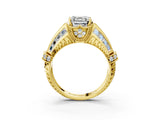 Yellow gold Vintage Milgrain Asscher Cut Diamond Split Shank Ring with Prong Setting_20