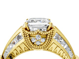 Yellow gold Vintage Milgrain Asscher Cut Diamond Split Shank Ring with Prong Setting_21