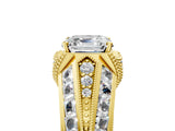 Yellow gold Vintage Milgrain Asscher Cut Diamond Split Shank Ring with Prong Setting_22