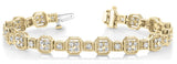 Yellow gold Vintage Milgrain Diamond Tennis Bracelet with Round Cut Stones and Bezel Setting
