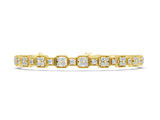 Yellow gold Vintage Milgrain Diamond Tennis Bracelet with Round Cut Stones and Prong Setting_1