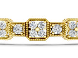 Yellow gold Vintage Milgrain Diamond Tennis Bracelet with Round Cut Stones and Prong Setting_2