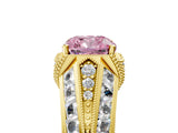 Yellow gold Vintage Milgrain Fancy Pink Cushion Cut Diamond Split Shank Ring with Prong Setting_5