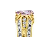 Yellow gold Vintage Milgrain Fancy Pink Pear Cut Diamond Split Shank Ring with Prong Setting_5