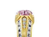 Yellow gold Vintage Milgrain Fancy Pink Round Cut Diamond Split Shank Ring with Prong Setting_5