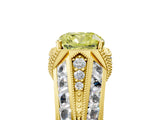 Yellow gold Vintage Milgrain Fancy Yellow Cushion Cut Diamond Split Shank Ring with Prong Setting_5