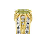 Yellow gold Vintage Milgrain Fancy Yellow Emerald Cut Diamond Split Shank Ring with Prong Setting_5