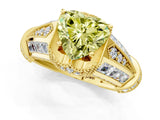 Yellow gold Vintage Milgrain Fancy Yellow Heart Cut Diamond Split Shank Ring with Prong Setting_1