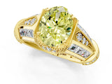 Yellow gold Vintage Milgrain Fancy Yellow Oval Cut Diamond Split Shank Ring with Prong Setting_1