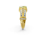 Yellow gold Vintage Milgrain Fancy Yellow Oval Cut Diamond Split Shank Ring with Prong Setting_2