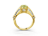 Yellow gold Vintage Milgrain Fancy Yellow Round Cut Diamond Split Shank Ring with Prong Setting_3